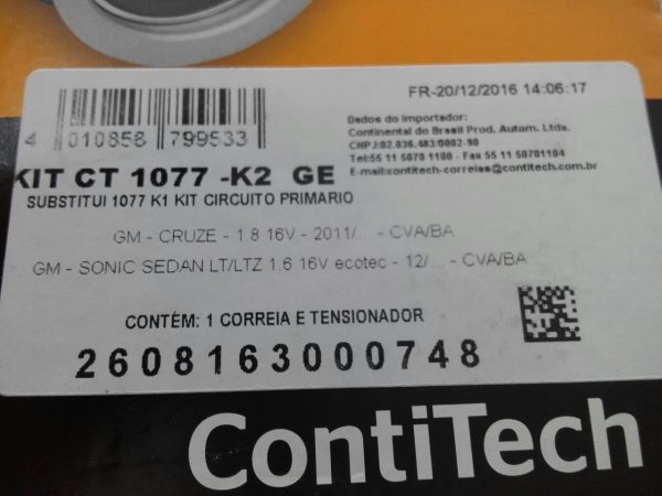 Kit correia dentada GM CRUZE / GM SONIC